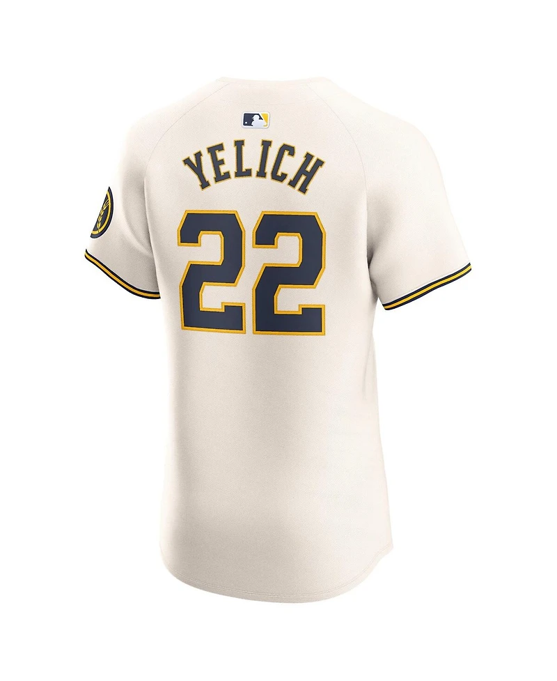 Nike Men's Christian Yelich Cream Milwaukee Brewers Home Elite Player Jersey