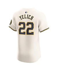 Nike Men's Christian Yelich Cream Milwaukee Brewers Home Elite Player Jersey