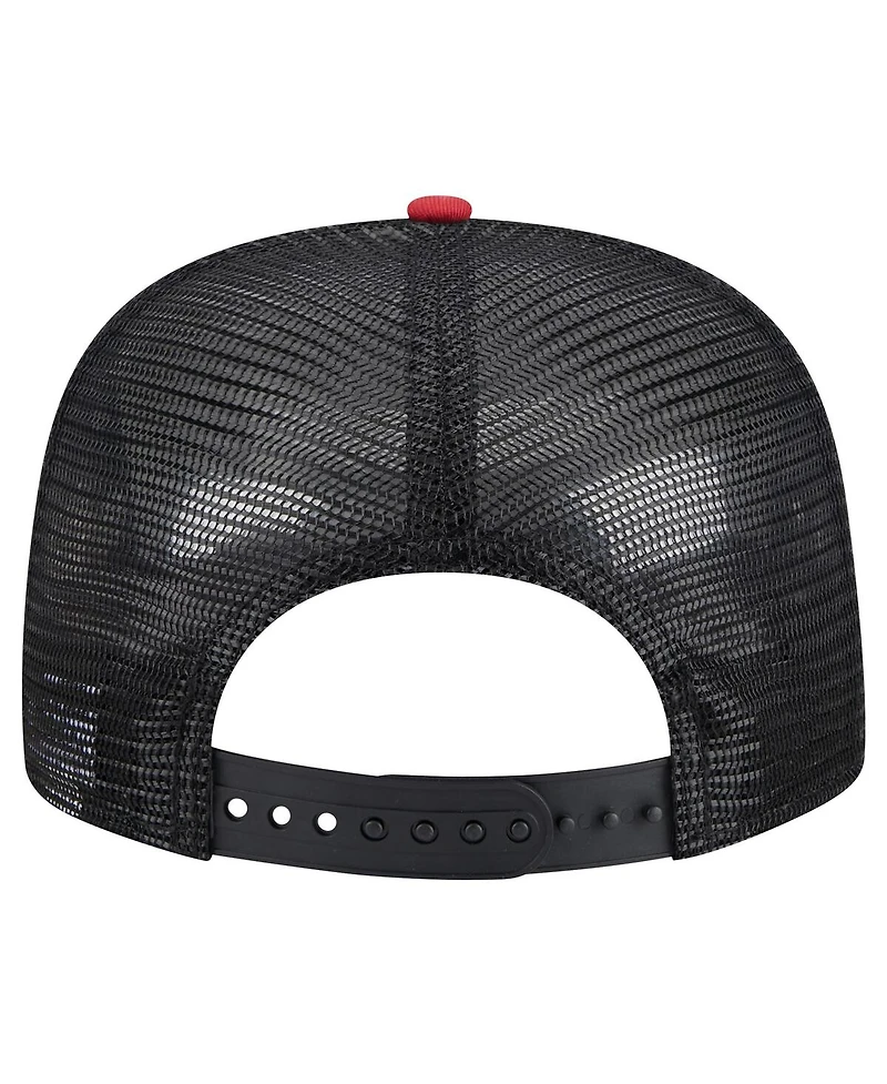 New Era Men's Black Miami Heat Arch A-Frame Trucker 9FIFTY Snapback Hat