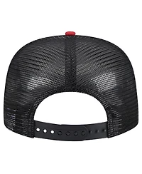 New Era Men's Black Miami Heat Arch A-Frame Trucker 9FIFTY Snapback Hat