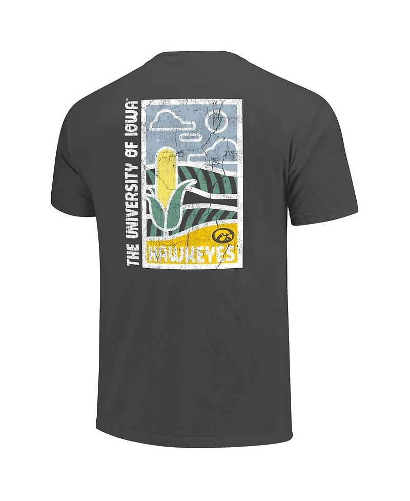 Image One Men's Graphite Iowa Hawkeyes Comfort Colors Minimal Vista Distressed Graphics T-Shirt
