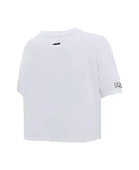 Pro Standard Women's White Carolina Hurricanes Boxy Script Tail Cropped T-Shirt