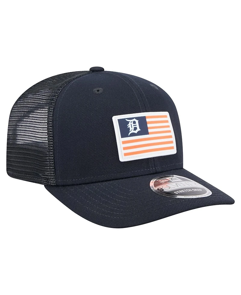 New Era Men's Navy Detroit Tigers Flag 9SEVENTY Stretch-Snap Hat