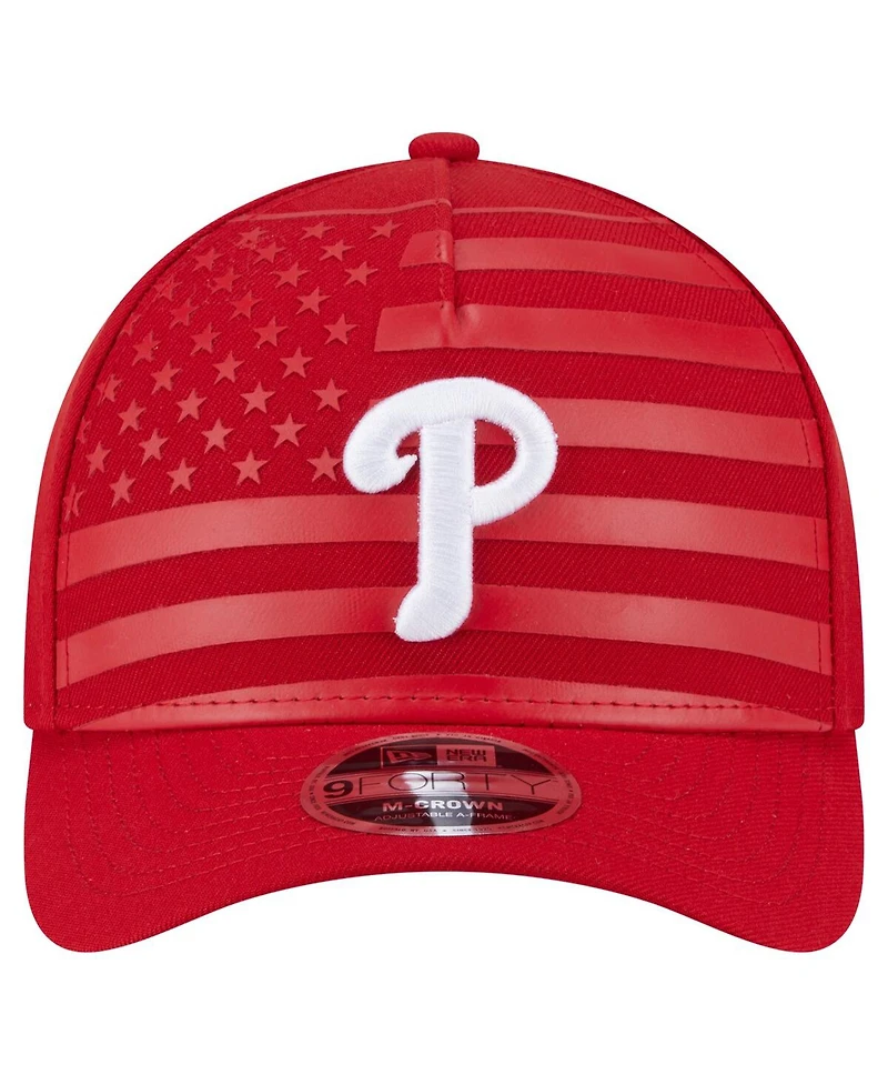 New Era Men's Red Philadelphia Phillies American Flag 9FORTY M-Crown A-Frame Adjustable Hat