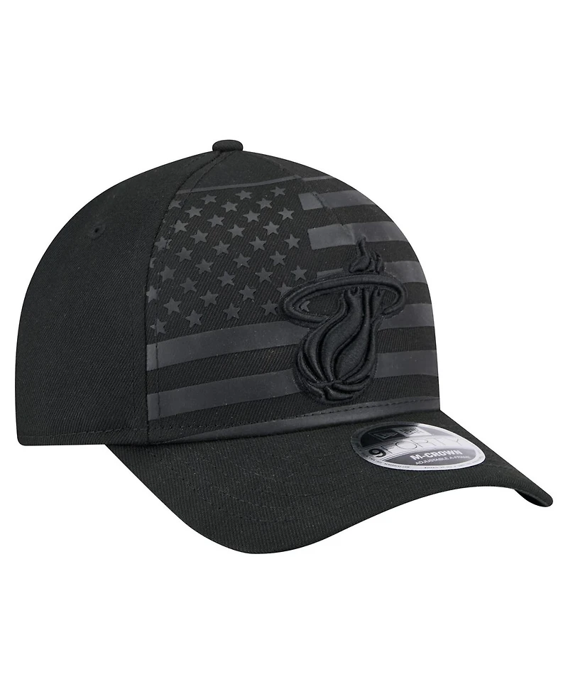 New Era Men's Black Miami Heat Game Day Flag A-Frame 9FORTY Adjustable Hat