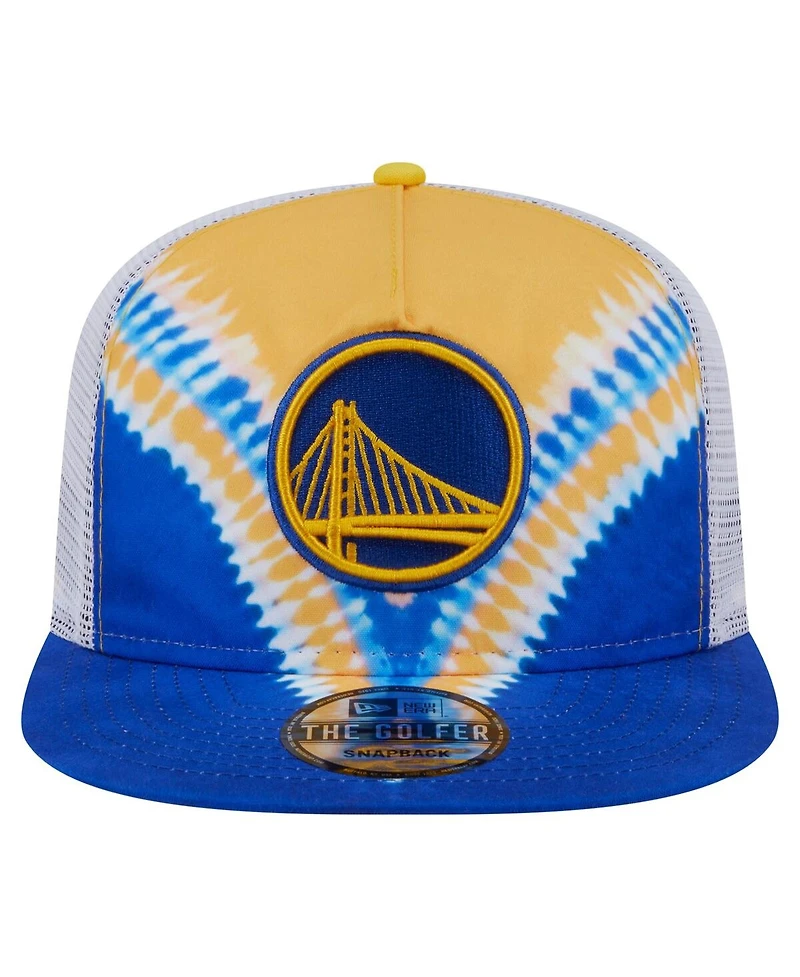 New Era Men's Royal/Gold Golden State Warriors Throwback Dye Golfer Snapback Hat