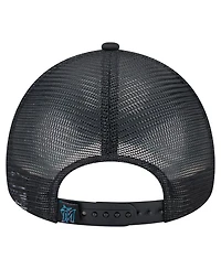 New Era Men's Black Miami Marlins Distressed 9FORTY A-Frame Adjustable Trucker Hat