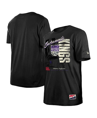 New Era Men's Black Sacramento Kings Distressed Throwback Vintage Color Pack T-Shirt
