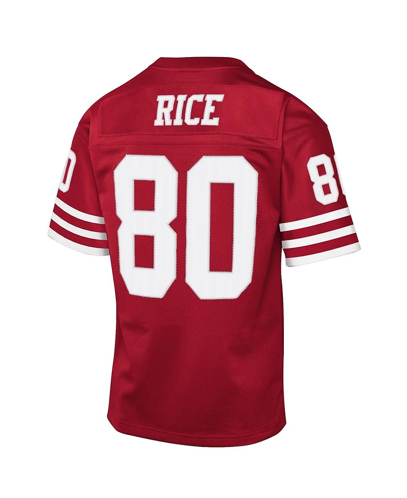 Mitchell & Ness Big Boys and Girls Jerry Rice Scarlet San Francisco 49ers 1990 Throwback Fashion Jersey