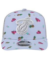 New Era Men's Light Blue/Gray Miami Heat Adventure Aloha Pattern 9SEVENTY Stretch-Snap Hat