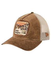 New Era Men's Dark Brown Texas Rangers Vintage Landscape 9TWENTY A-Frame Adjustable Trucker Hat