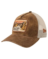 New Era Men's Dark Brown New York Yankees Vintage Landscape 9TWENTY A-Frame Adjustable Trucker Hat