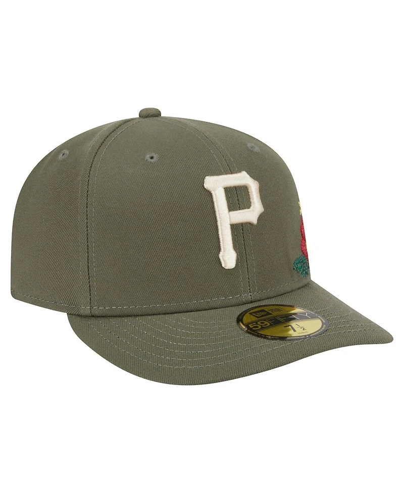 New Era Men's Olive Pittsburgh Pirates Tonal Florals 59FIFTY Fitted Hat