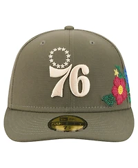 New Era Men's Olive Philadelphia 76ers Tonal Florals 59FIFTY Fitted Hat