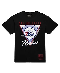 Mitchell & Ness Men's Black Philadelphia 76ers Worldwide Collection Tri-Logo T-Shirt