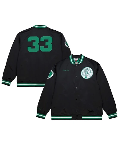 Mitchell & Ness Men's Black Larry Bird Boston Celtics Nba Legends Full-Snap Satin Jacket