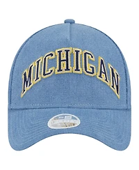 New Era Women's Denim Michigan Wolverines A-Frame 9FORTY Adjustable Hat