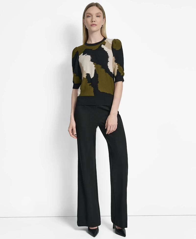 Dkny Women's Printed Puff-Sleeve Sweater