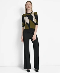 Dkny Women's Printed Puff-Sleeve Sweater