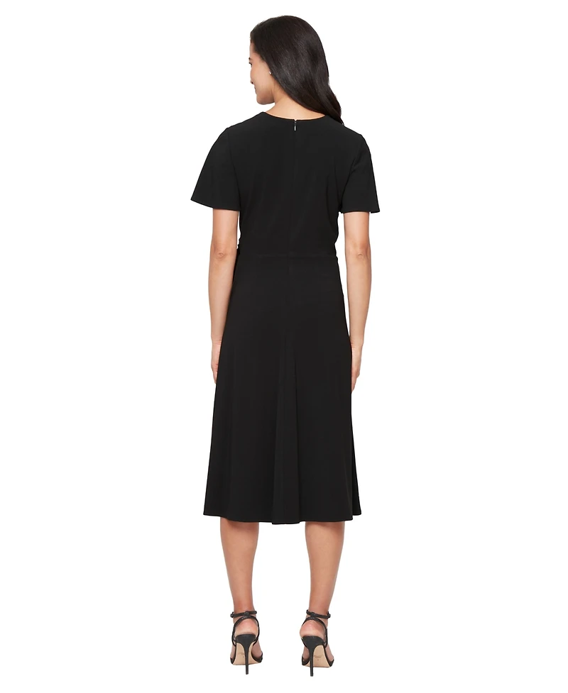 Sl Fashions Women's Solid-Color Surplice Flutter-Sleeve Dress