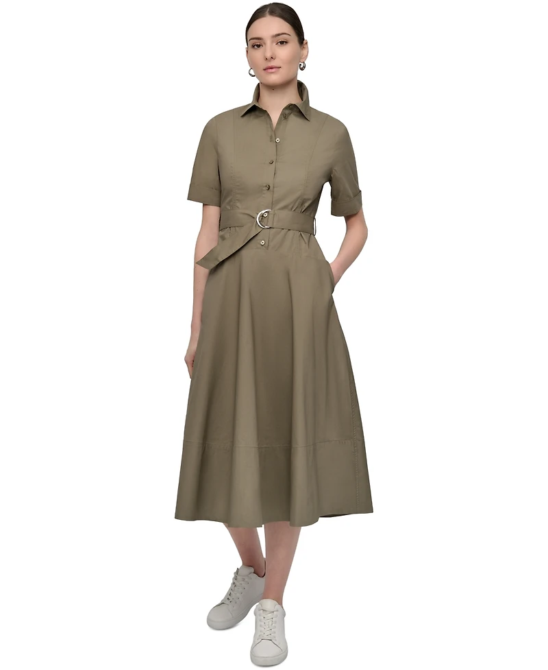 Dkny Jeans Women's Dropped Waist Button-Front Collared Dress - Kj5