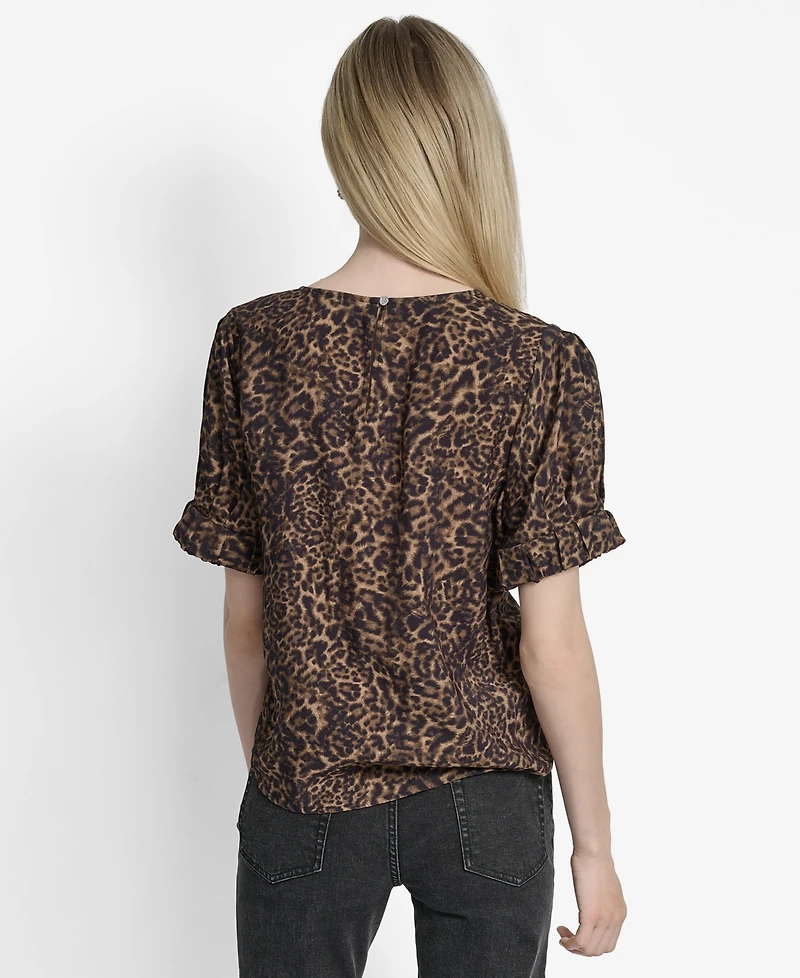 Dkny Women's Printed Voile Short-Sleeve Blouse