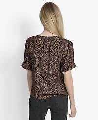 Dkny Women's Printed Voile Short-Sleeve Blouse