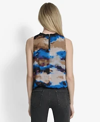 Dkny Women's Printed Bubble-Hem Sleeveless Top