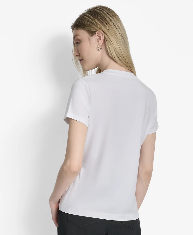 Dkny Women's Newspaper Logo Crewneck T-Shirt