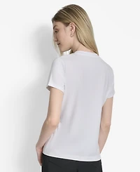Dkny Women's Newspaper Logo Crewneck T-Shirt