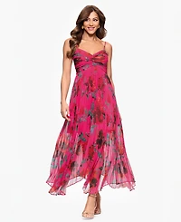 Xscape Women's Printed Sweetheart Spaghetti-Strap Dress