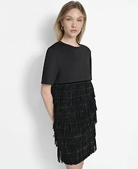 Dkny Women's Studded-Fringe Crewneck T-Shirt