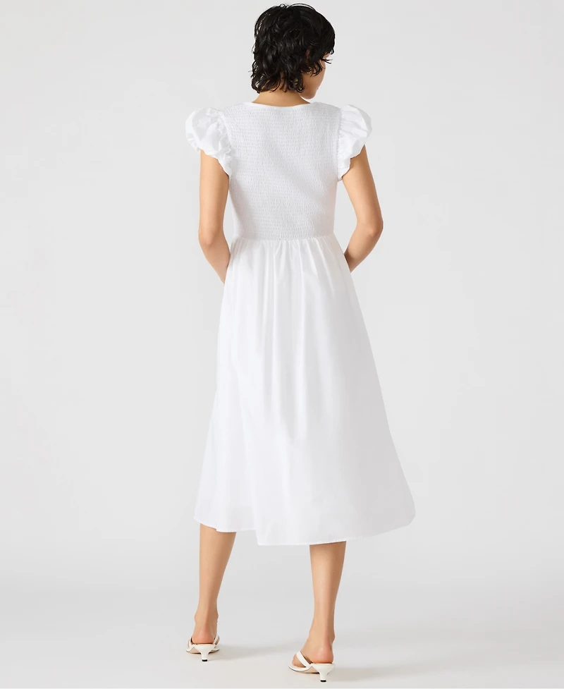 Steve Madden Women's Cotton Puff-Sleeve Midi Dress