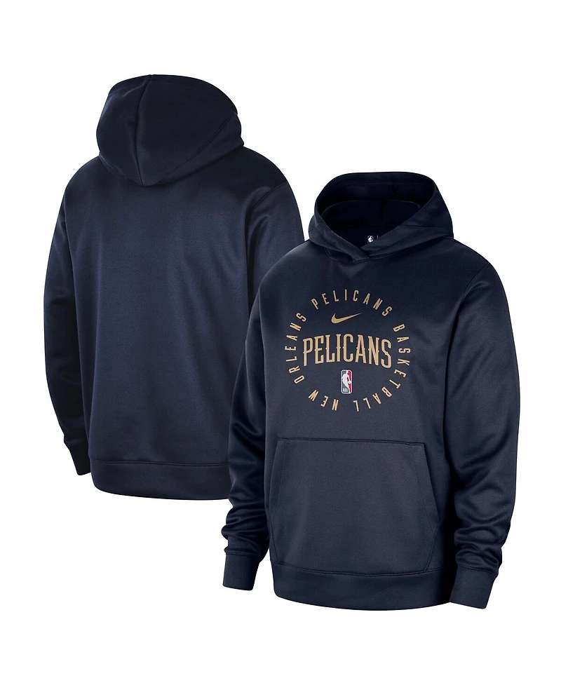 Nike Men's Navy New Orleans Pelicans 2024/25 Spotlight On-Court Practice Performance Pullover Hoodie