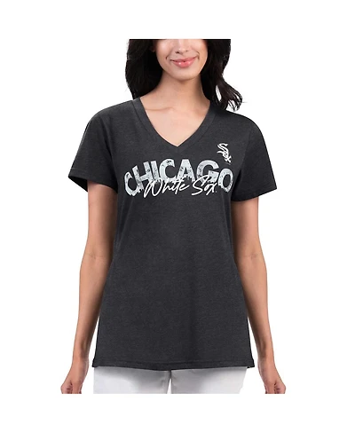 G-iii 4Her by Carl Banks Women's Black Chicago White Sox Key Move V-Neck T-Shirt