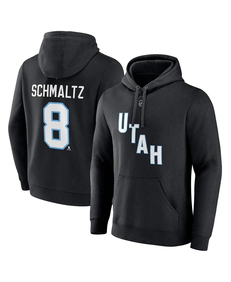 Fanatics Men's Nick Schmaltz Black Nhl Utah Authentic Stack Name Number Tri-Blend Pullover Hoodie