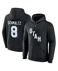 Fanatics Men's Nick Schmaltz Black Nhl Utah Authentic Stack Name Number Tri-Blend Pullover Hoodie