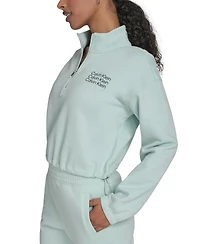 Calvin Klein Performance Women's Mini Triple Logo Fleece Half-Zip Pullover Sweatshirt