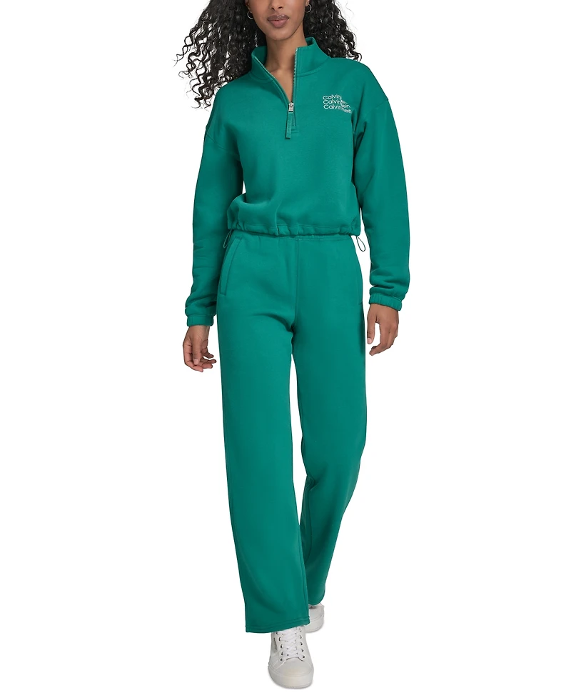 Calvin Klein Performance Women's Mini Triple Logo Fleece Half-Zip Pullover Sweatshirt