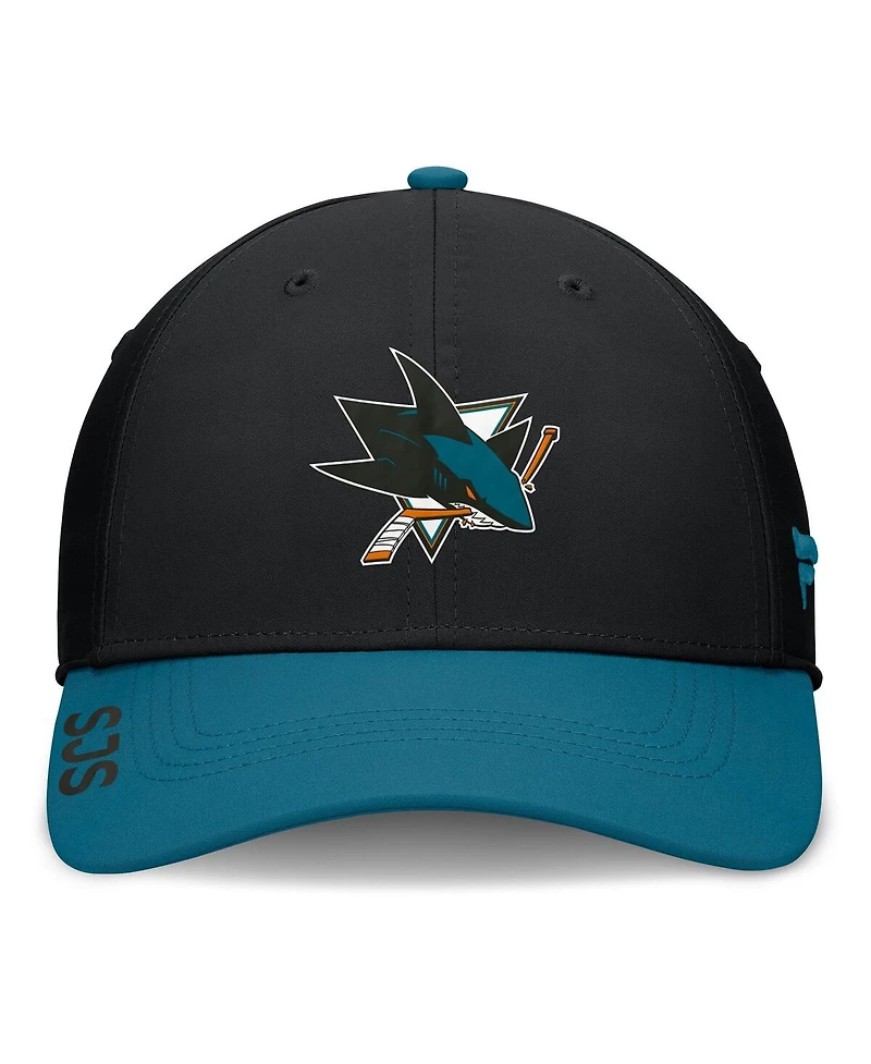 Fanatics Men's Black/Teal San Jose Sharks Authentic Pro Rink Flex Hat