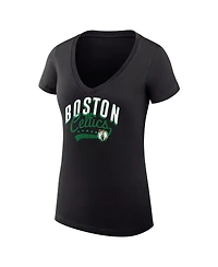 G-iii 4Her by Carl Banks Women's Black Boston Celtics Filigree Logo V-Neck Fitted T-Shirt