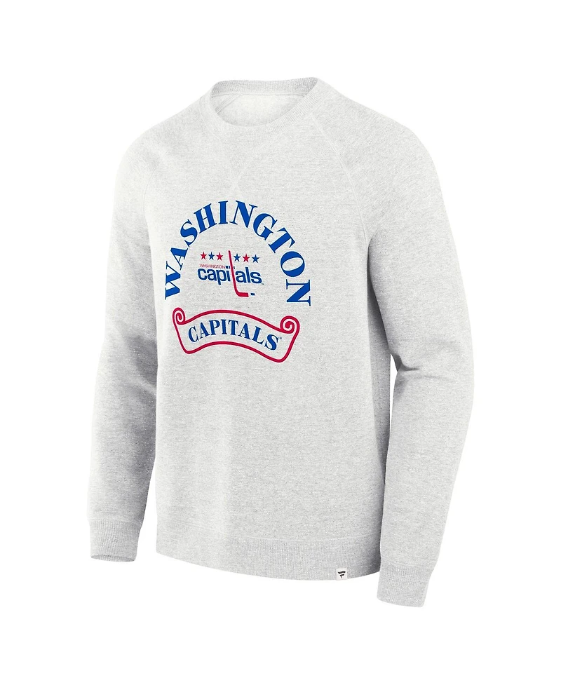 Fanatics Men's Heather Gray Washington Capitals Banner Fleece Raglan Pullover Sweatshirt