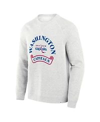 Fanatics Men's Heather Gray Washington Capitals Banner Fleece Raglan Pullover Sweatshirt