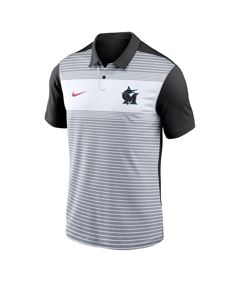 Nike Men's White/Black Miami Marlins 2025 City Connect Fashion Legacy Icon Vapor Performance Polo Shirt