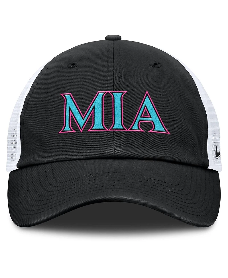 Nike Men's and Women's Black/White Miami Marlins 2025 City Connect Trucker Adjustable Hat