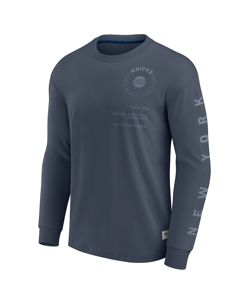 Fanatics Men's Blue New York Knicks Elements Future Ground Tonal Info Long Sleeve T-Shirt