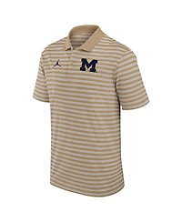 Jordan Men's Tan/White Michigan Wolverines Primetime Victory Striped Polo Shirt