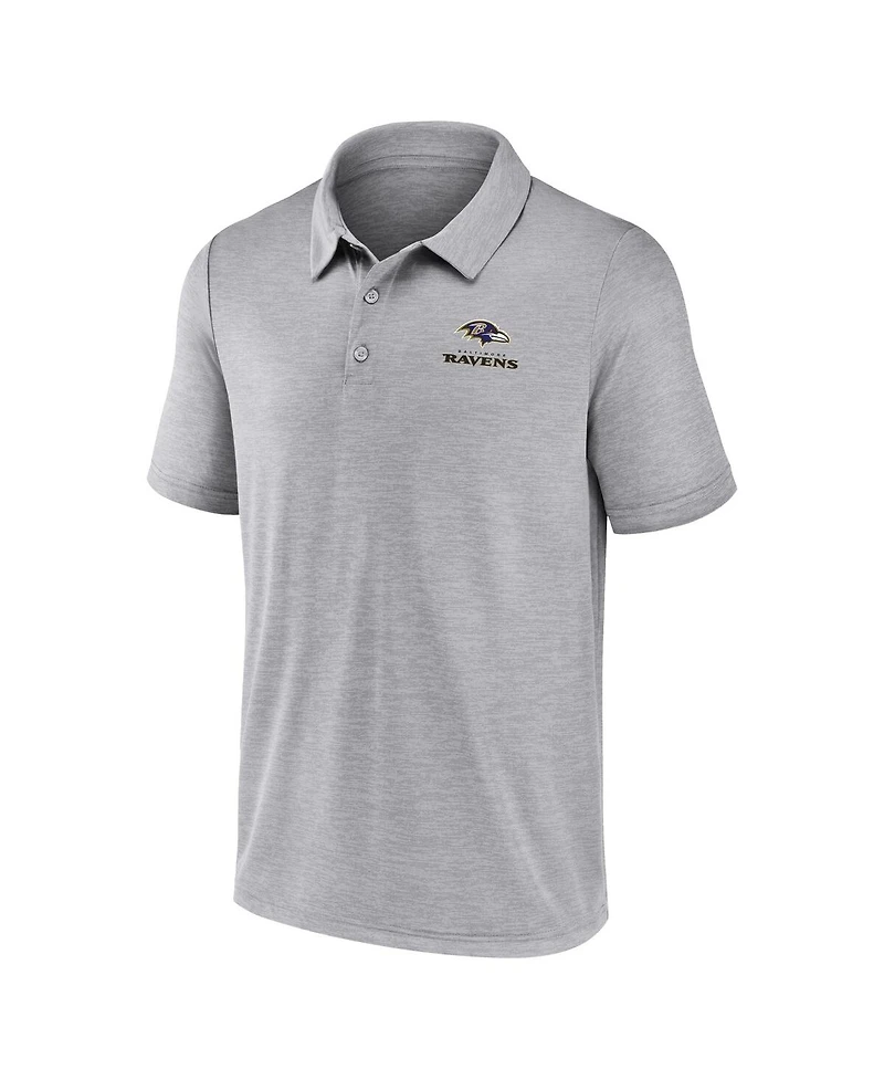 Fanatics Men's Gray Baltimore Ravens Making Waves Polo Shirt