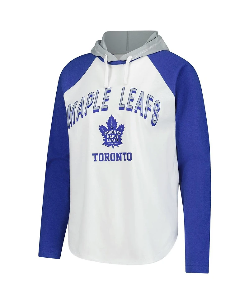 G-iii 4Her by Carl Banks Women's White Toronto Maple Leaf's Vip Raglan Long Sleeve Hoodie T-Shirt
