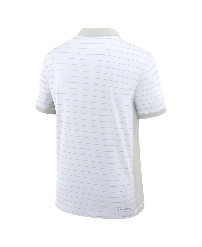 Jordan Men's White Oklahoma Sooners 2025 Early Season Coaches Sideline Victory Stripe Performance Polo Shirt